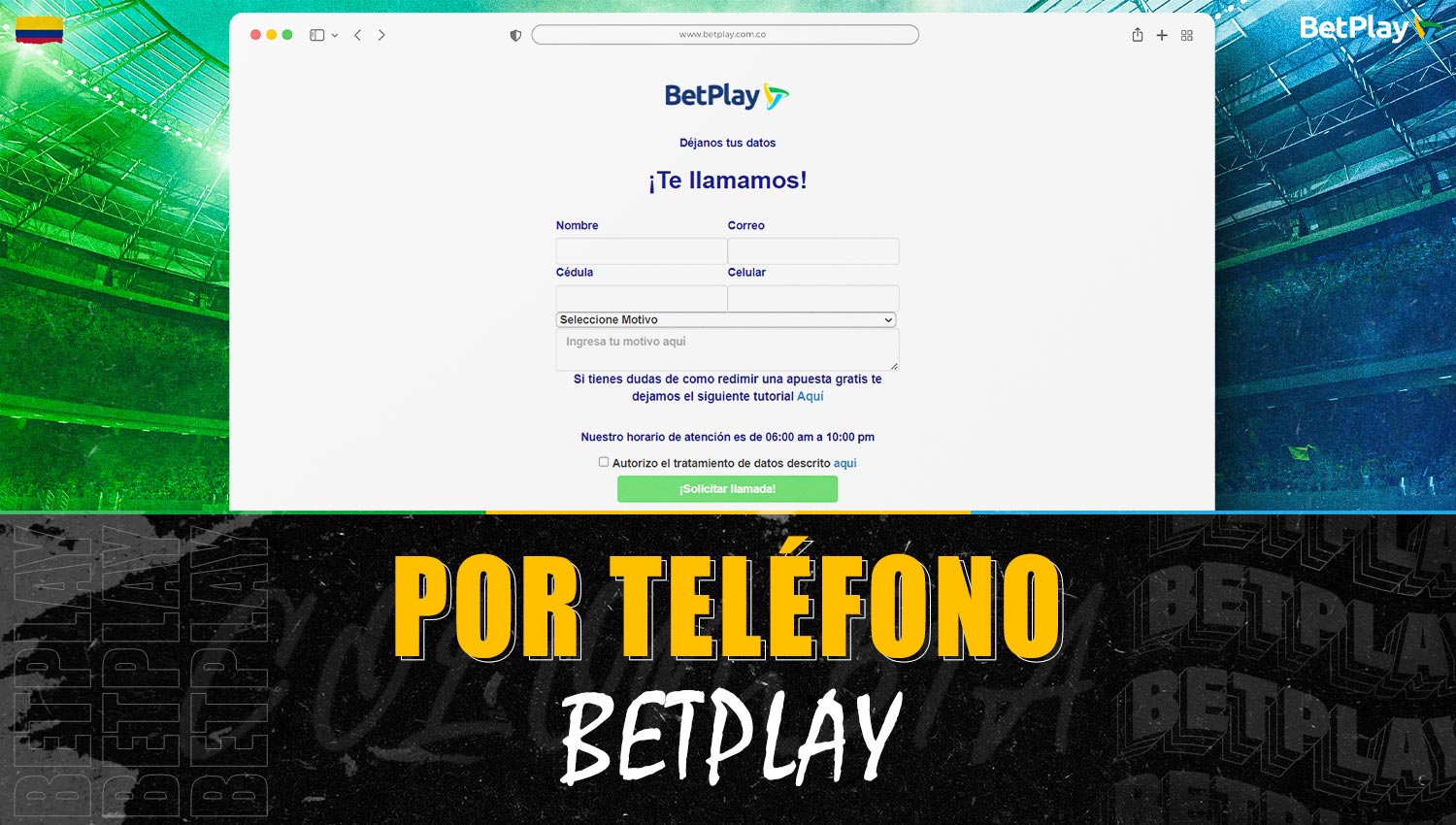 Es posible contactar con el servicio de soporte de Betplay Colombia por teléfono.