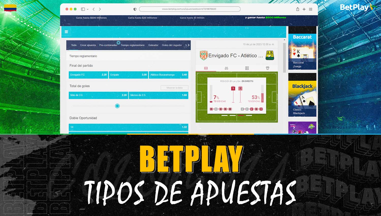 Sobre los tipos de apuestas disponibles en Betplay Colombia